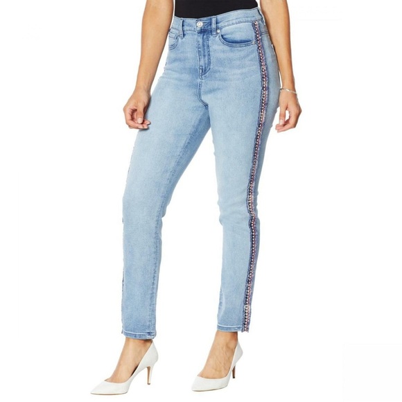 DG2 by Diane Gilman Denim - DG 2 by Diane Gilman jeans with striped side size 14